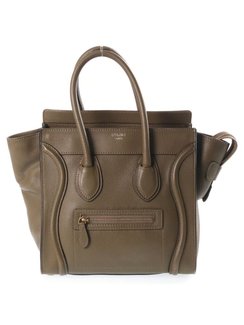 Celine Luggage Micro Handbag Olive Khaki Green Leather Gold